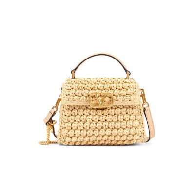 VALENTINO GARAVANI VSLING SMALL RAFFIA SHOULDER BAG (22*17*9cm)